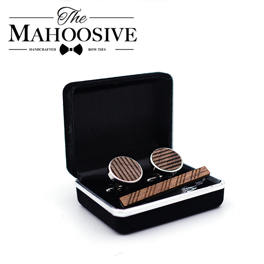 Tie Bar Set Gift - Abotoaduras de madeira de alta qualidade,