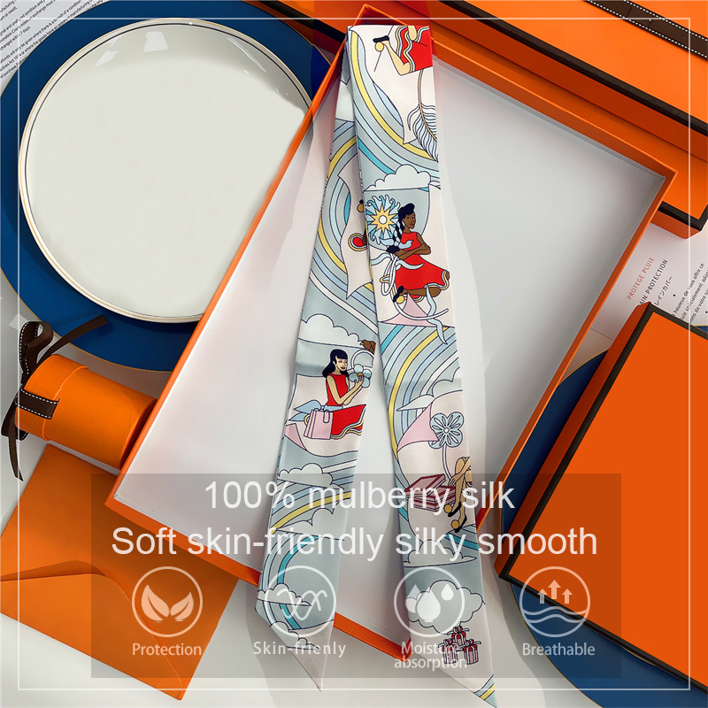 Silk Neck Scarf - Feminino 100% lenço de seda amoreira