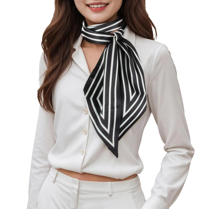 Silk Tie Striped - Moda listras fita de cabelo cachecol