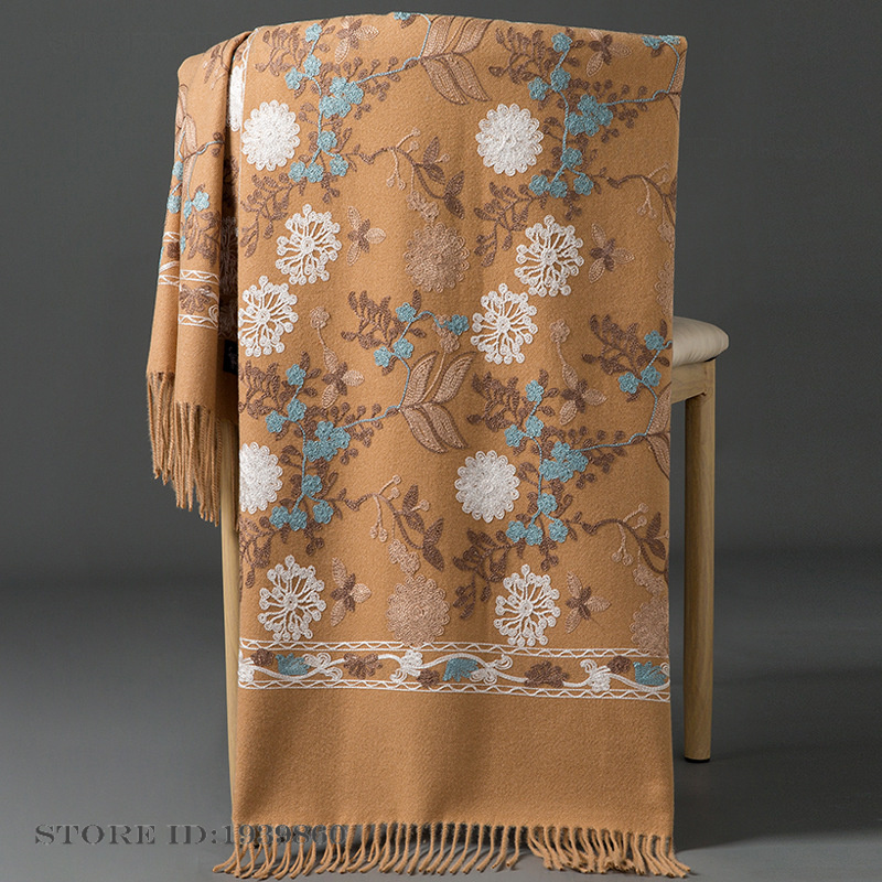 Woven Scarf Blanket - Cachecol Feminino de Caxemira Pashmina com