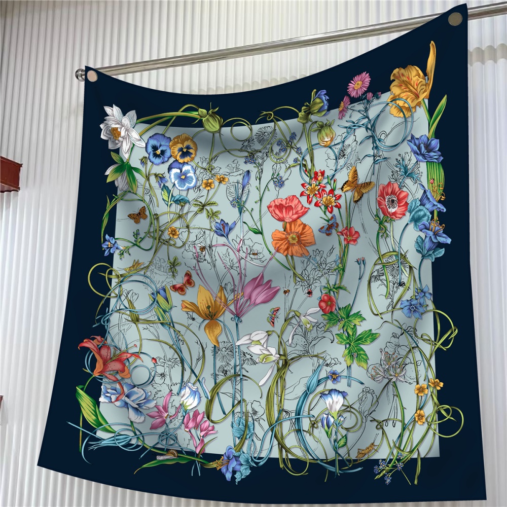 Silk Neck Scarf - Lenço de seda Mulheres Floral Impresso