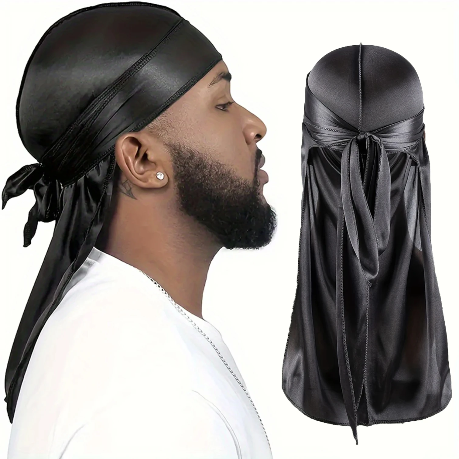Bandana Doo Rag - Durag de Seda Masculino com Cauda