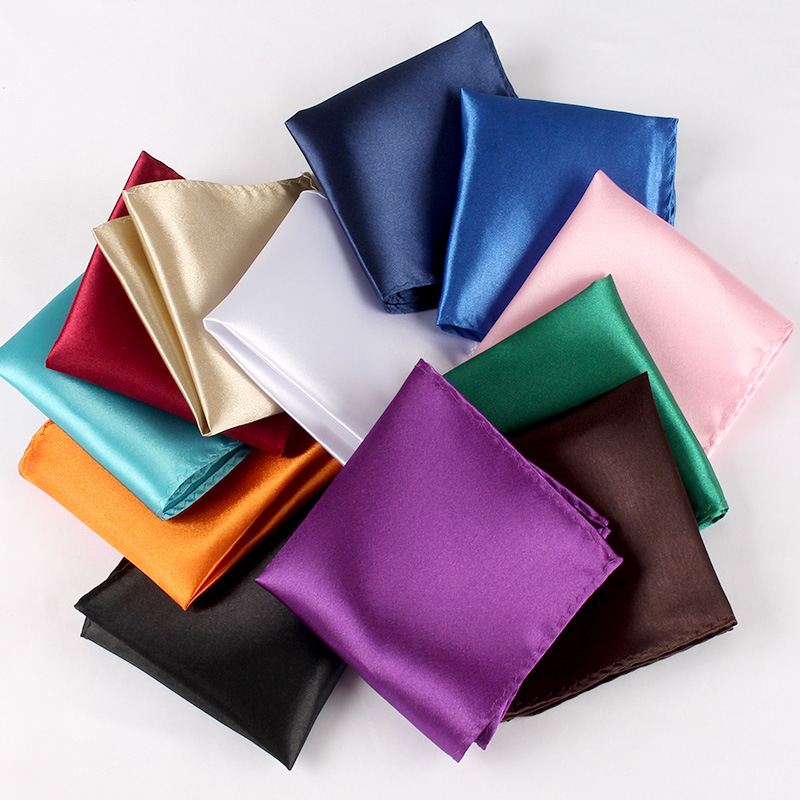 Pocket Square Set - Lenço de cetim para homens, cor