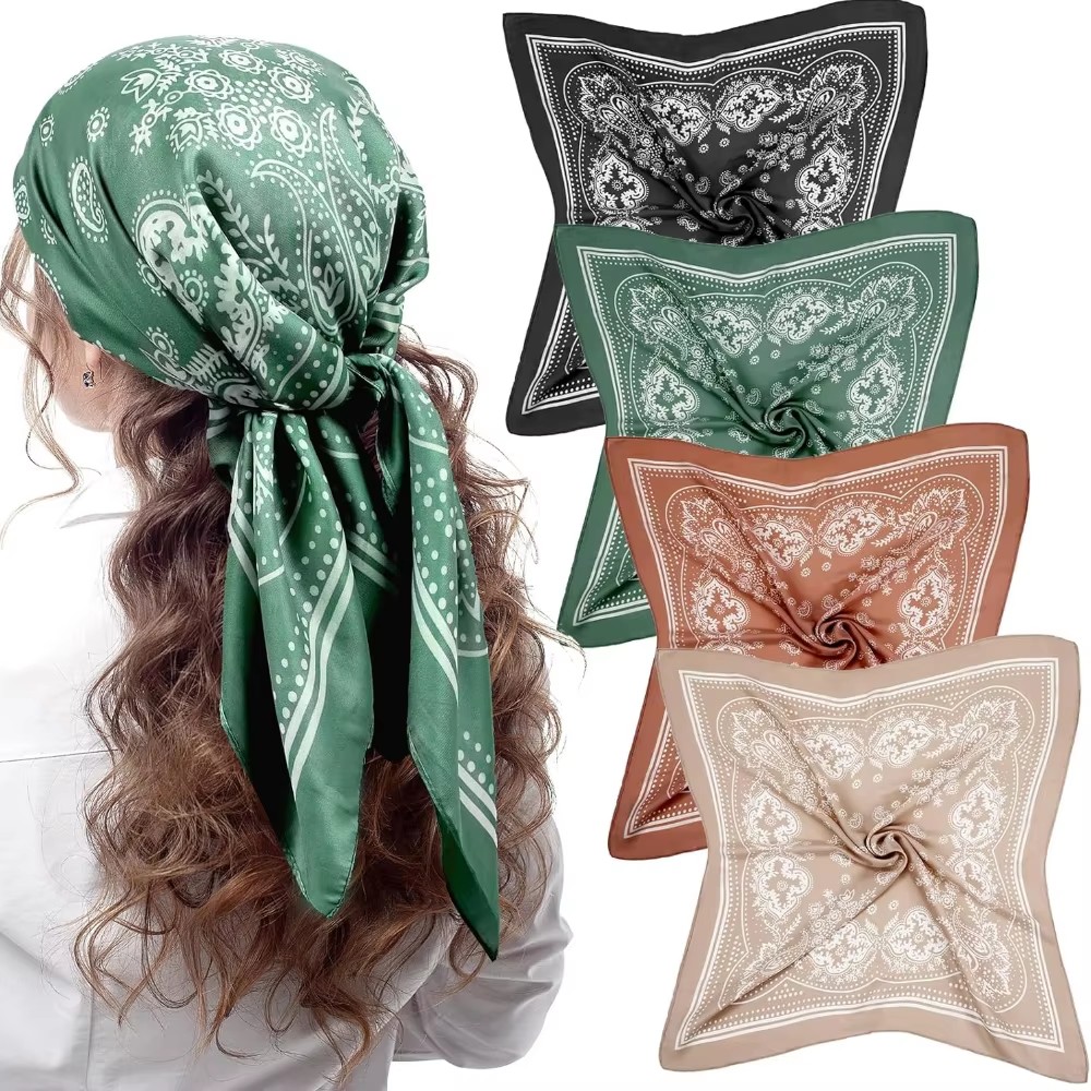 Ascot Neck Scarf - Marca de luxo seda quadrado paisley