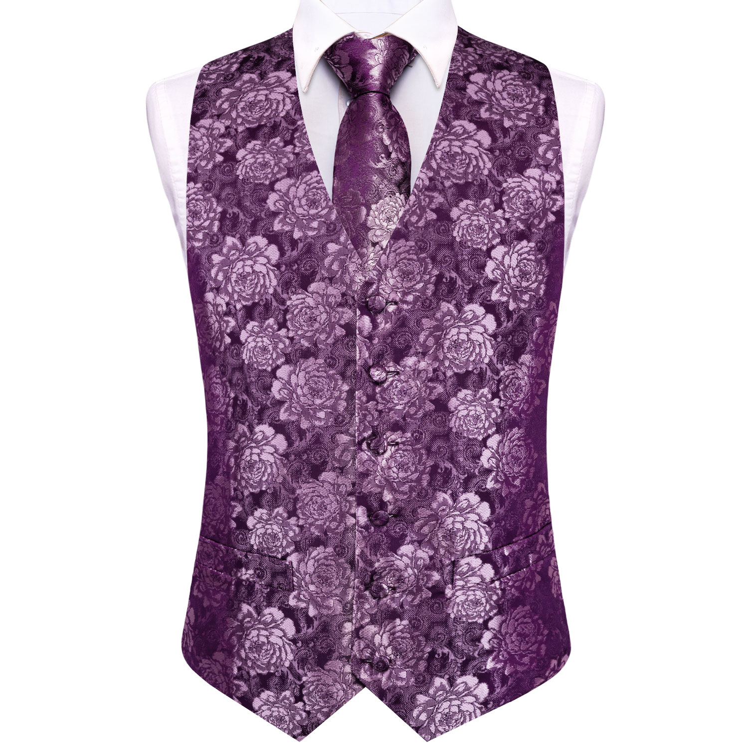 Colete Masculino Floral Roxo c - Pocket Square Set avaliação e preço