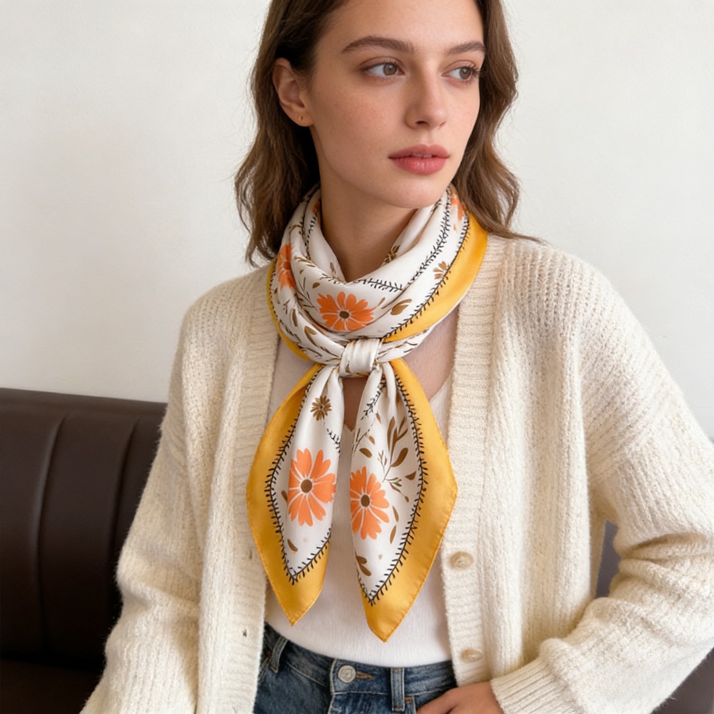 1 Peça de Lenço de Seda Estamp - Silk Neck Scarf avaliação e preço