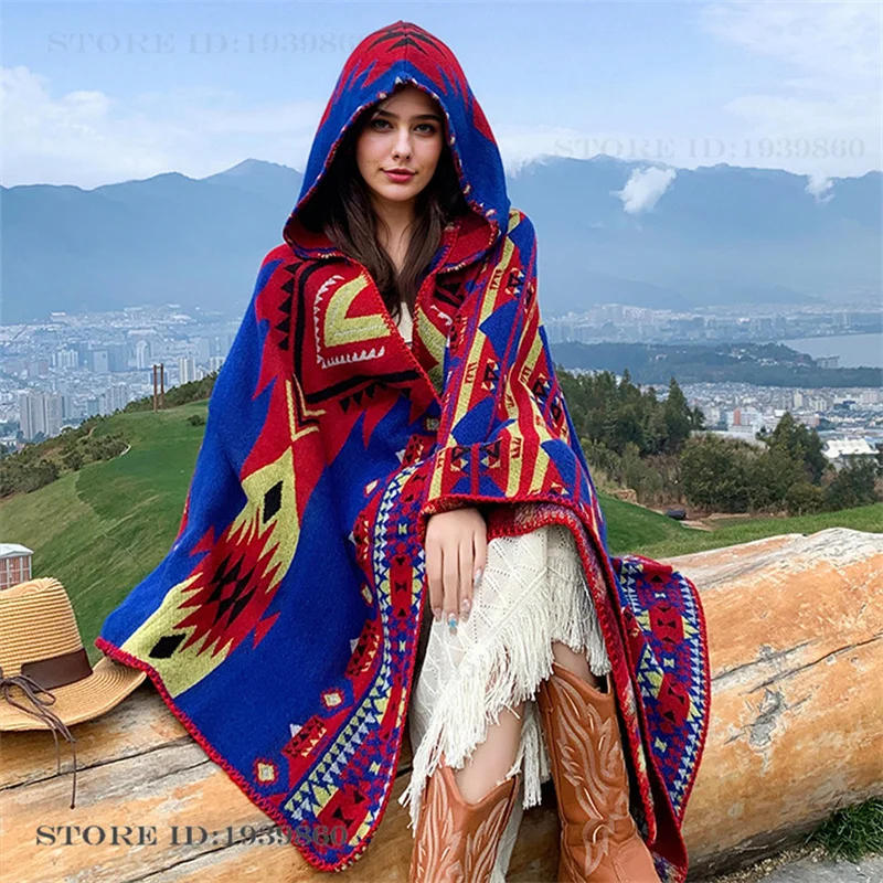 Novo Poncho Adulto com Capuz,  - Woven Scarf Blanket avaliação e preço