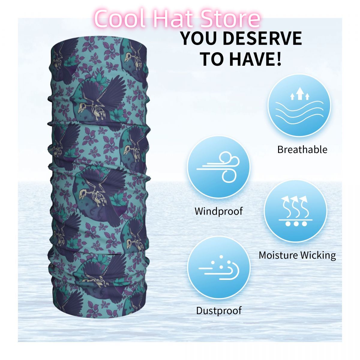 Corvo esqueleto e lua bandana  - Neck Warmer Tube avaliação e preço