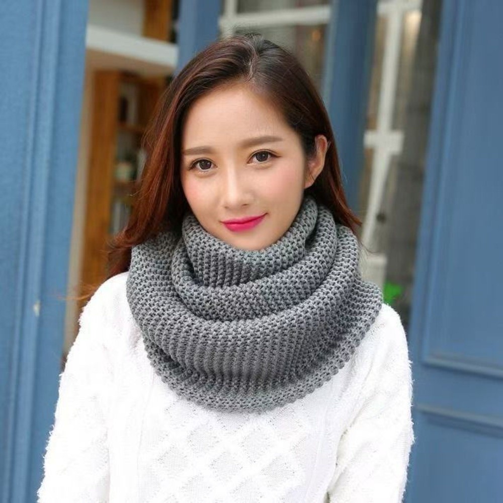 Cachecol de Cor Sólida com Pad - Infinity Scarf Knit avaliação e preço