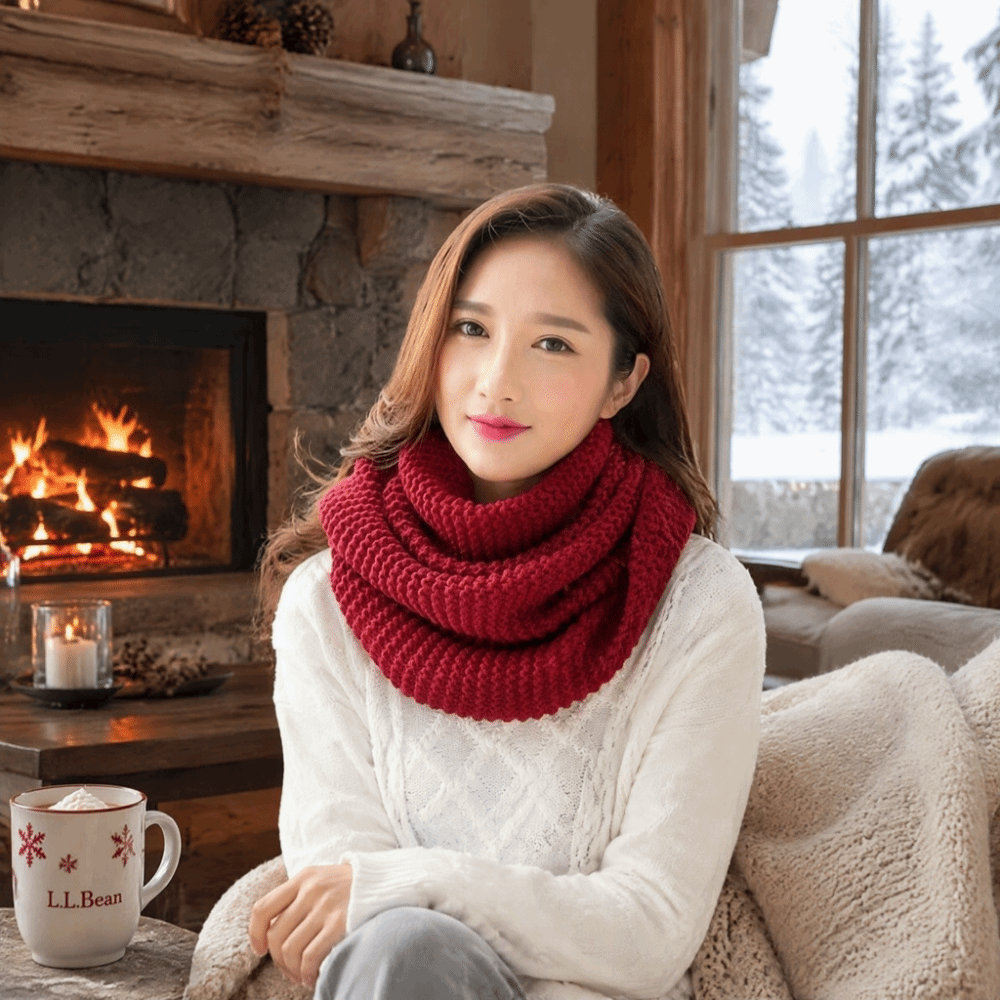 Cachecol de Cor Sólida com Pad - Infinity Scarf Knit avaliação e preço